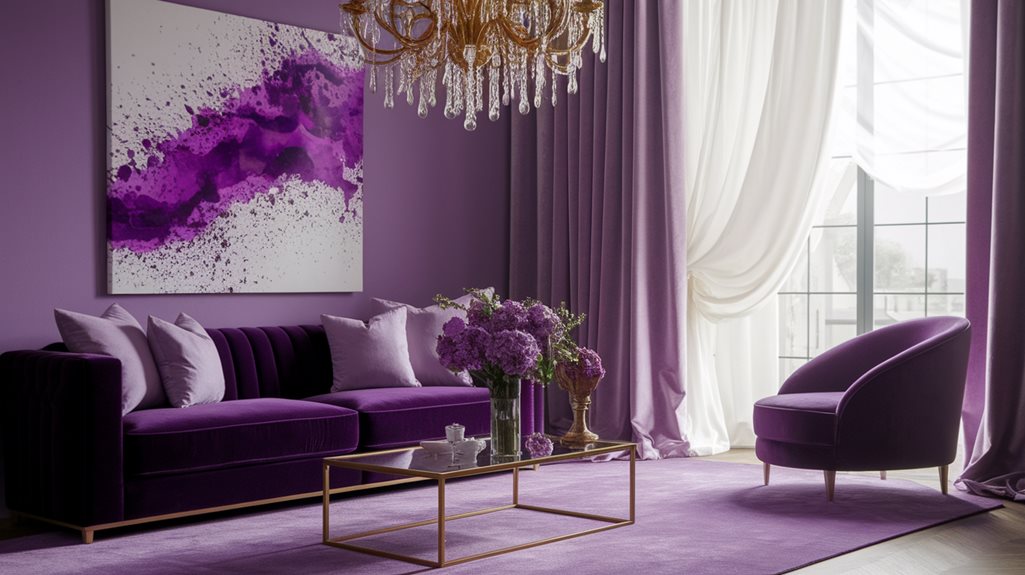 inspiracje do wnętrz w kolorze fioletowym